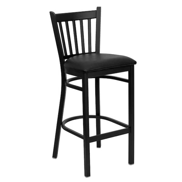 Flash Furniture 30.25 in. Black Cushioned Metal Bar Stool