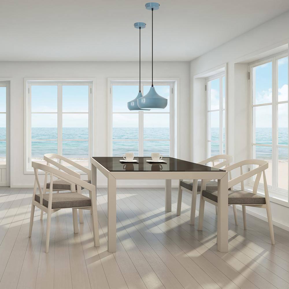 Powder Blue Metal Dome Pendant Light with Adjustable Height