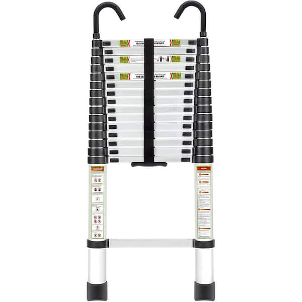 Unbranded 20.34 ft. Aluminum Telescoping Ladder with Stable Hook and Non-Slip Feet