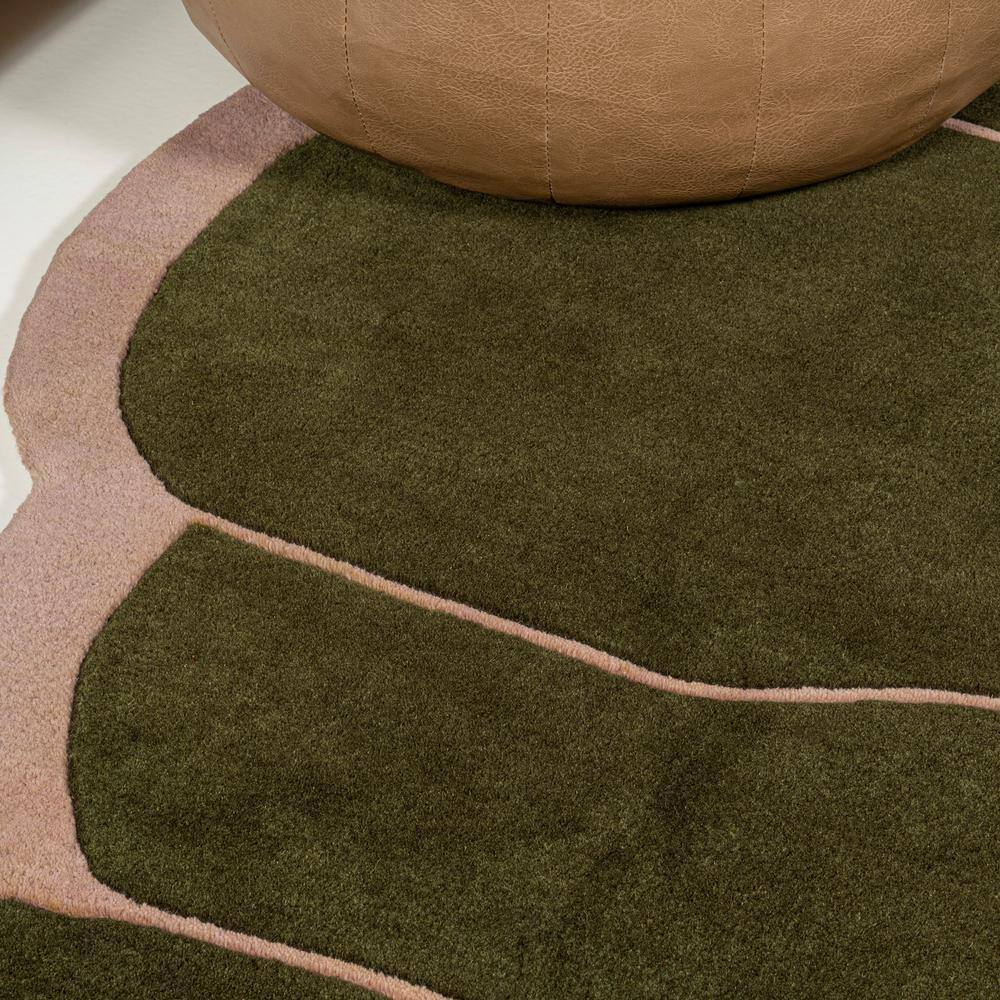 Whimsical Green and Pink Handwoven Wool Kids Area Rug, 6' x 9'
