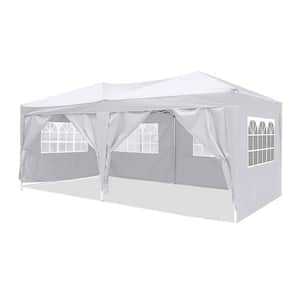 10 ft. x 20 ft. White Pop Up Canopy Outdoor Portable Folding Tent with 6 Removable Sidewalls and Carry Bag
