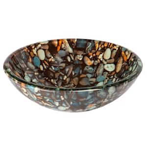 Natural Pebble Pattern Glass Vessel Sink in Multi-Colors