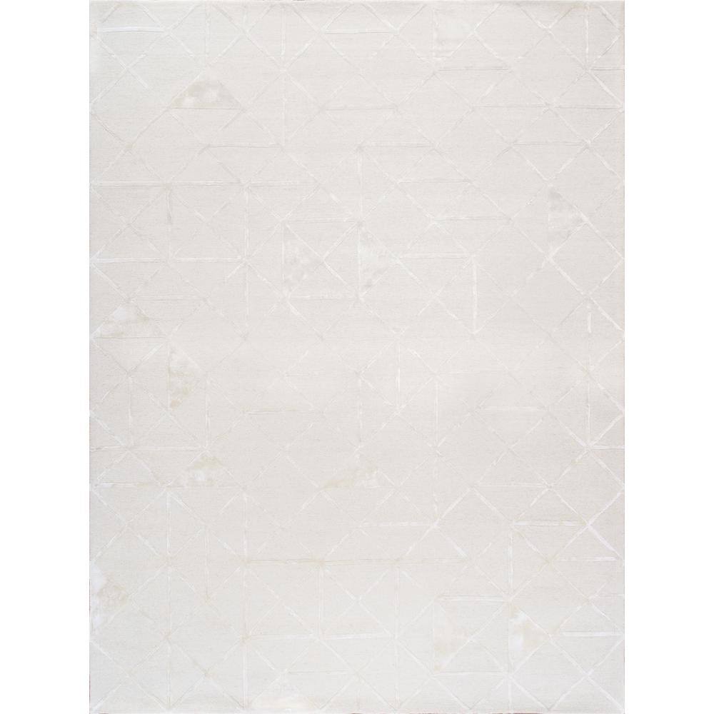 Pasargad Home Edgy Ivory 10 ft. x 14 ft. Geometric Bamboo Silk and Wool Area Rug -  pvny-25 10x14