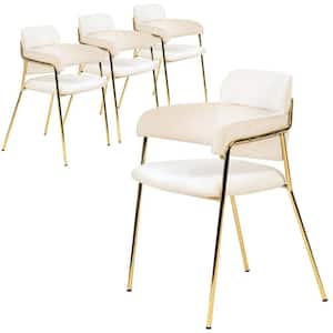 Upholstered Dining Chair in Velvet Open-Back with Gold Stainless Steel Legs Axis Collection in Beige Set of 4
