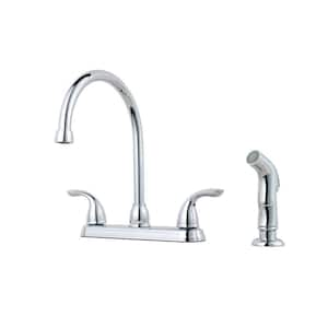 Series Two Handle High-Arc Standard Kitchen Faucet with Side Sprayer  Polished Chrome