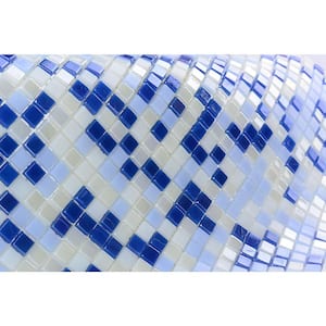 Galaxy White and Blue 0.3125 in. x 0.3125 in. Square Mosaic Iridescent Glass Wall Pool Floor Tile (20 sq. ft./Case)