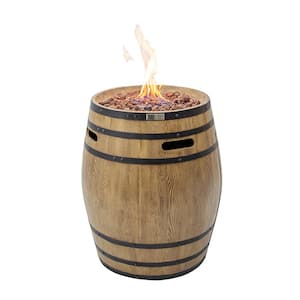 Napa 27 in. Dia x 32 in. H Outdoor Round Reinforced Concrete Liquid Propane Fire Pit Barrel Table with Lava Rocks