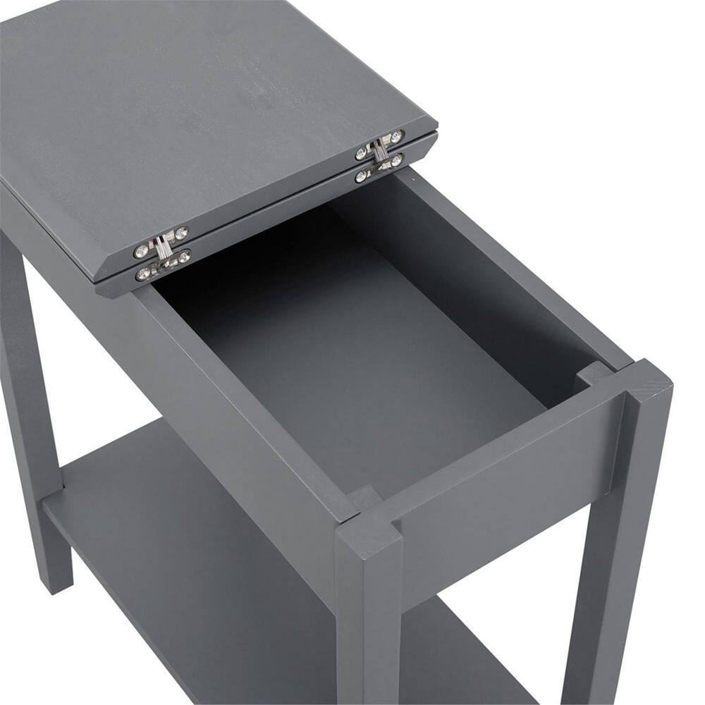 Reviews for HOMESTOCK Gray Narrow End Table with Storage, Flip Top Narrow Side Tables for Small