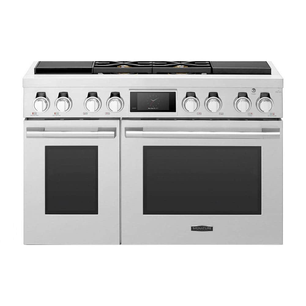 Signature Kitchen Suite 5 2 Cu Ft Dual Fuel Range With Self Cleaning   Stainless Steel Signature Kitchen Suite Double Oven Dual Fuel Ranges Sksdr480sis 64 1000 