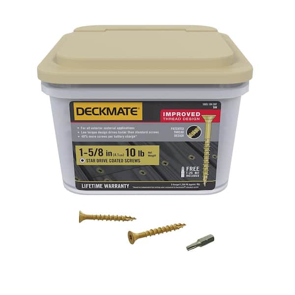 DECKMATE #8 x 1-5/8 in. Tan Exterior Self-Starting Star Drive Flat-Head Wood Deck Screws 10 lbs box (729 pcs)