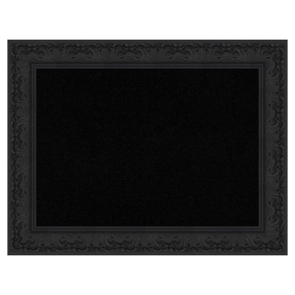 Amanti Art Luxe Black 35 in. x 27 in. Poly Framed Black Cork Memo Board ...