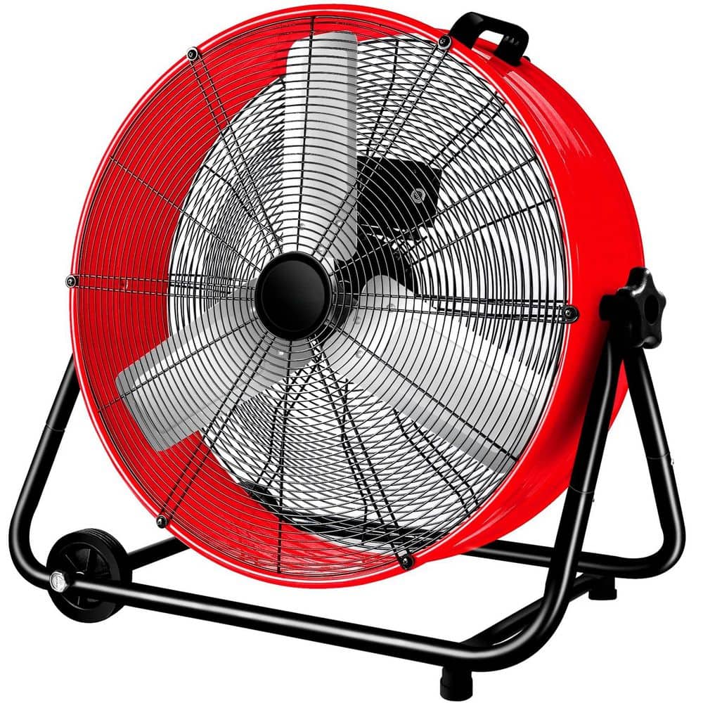 24 in. Drum Fan, 8100 CFM Air Circulation High Velocity Industrial Fan with 360° Adjustable Tilt in Red price history on PriceWatchPro