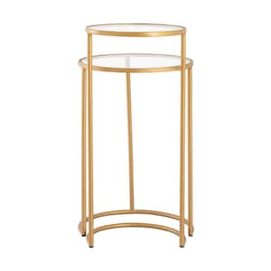Coleridge 12 in. Gold Round Glass Accent Table