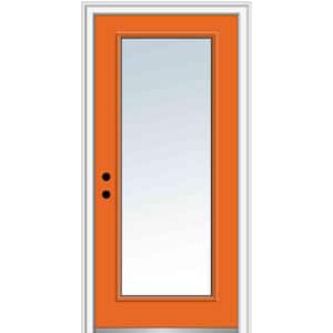36 in. x 80 in. Classic Right-Hand Inswing Full Lite Clear Glass Painted Fiberglass Smooth Prehung Front Door