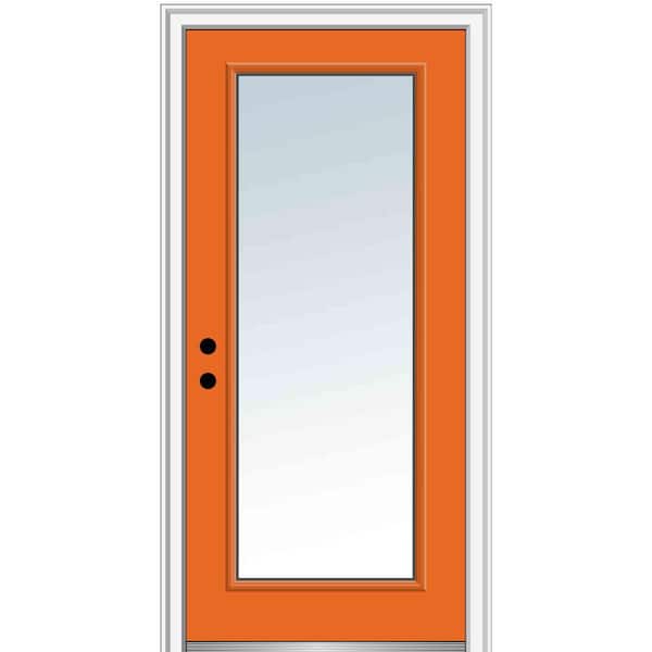 MMI Door 36 in. x 80 in. Classic Right-Hand Inswing Full Lite Clear Glass Painted Fiberglass Smooth Prehung Front Door