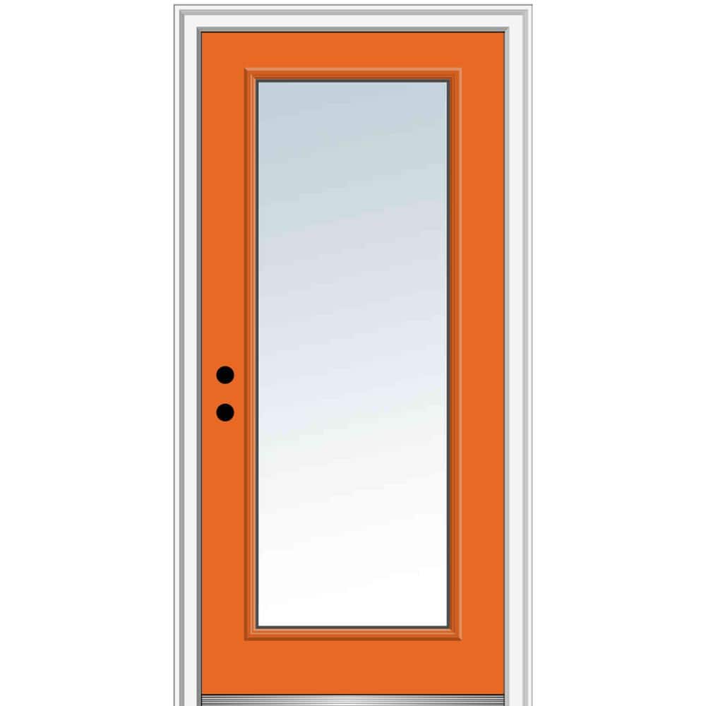 MMI Door 32 in. x 80 in. Classic RightHand Inswing Full Lite Clear Glass Painted Fiberglass