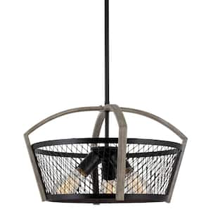 Ember 60-Watt 3-Light Black Farmhouse Chandelier, No Bulb Included