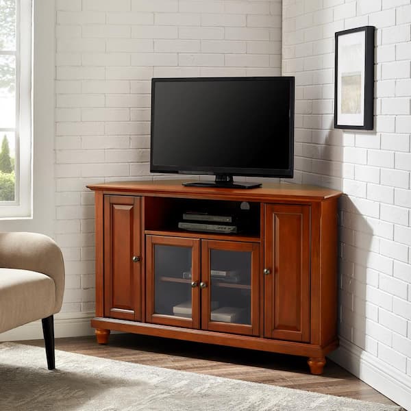 Cherry wood corner tv outlet stand