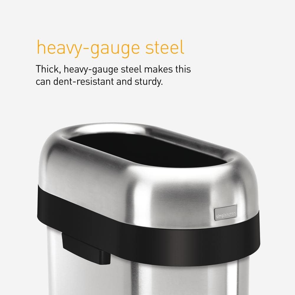 Slim Stainless Steel 13 Gallon Open Top Trash Can
