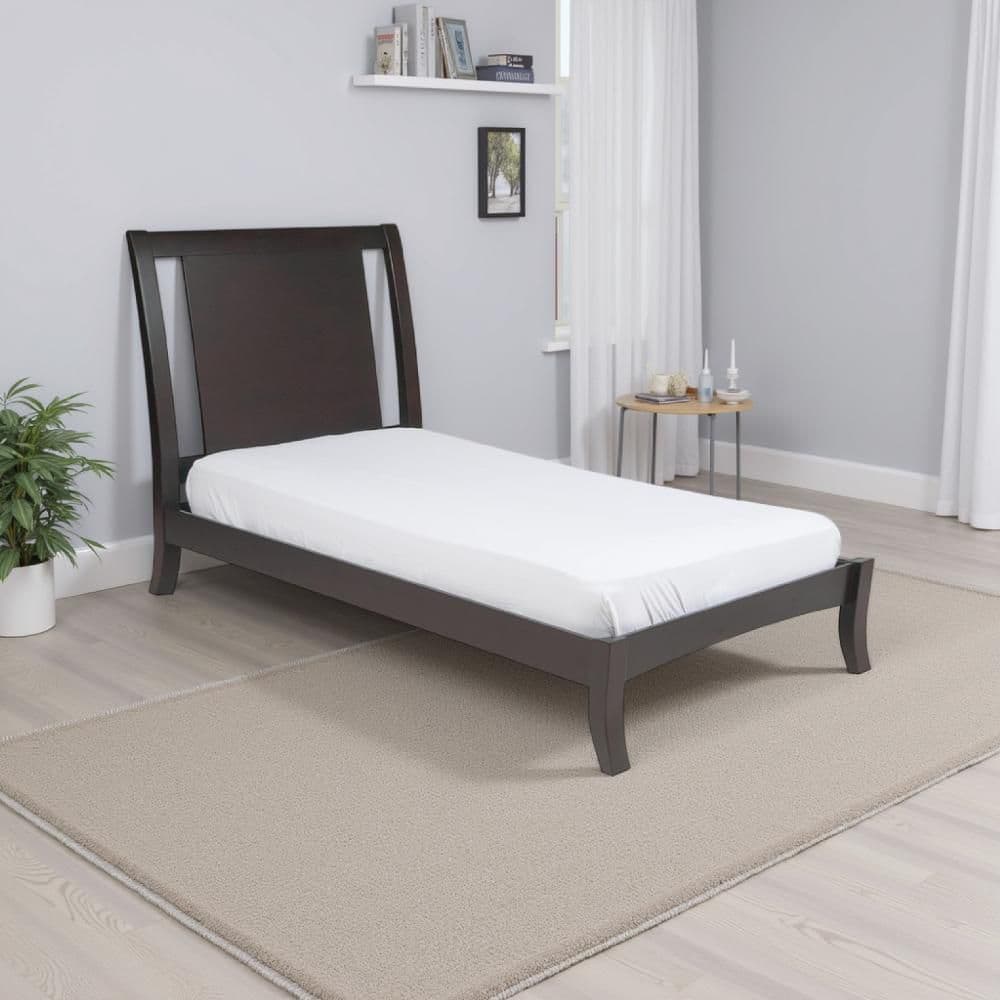 Fang Espresso Brown Twin Wood Frame Sleigh Bed with Panel Headboard price history on PriceWatchPro