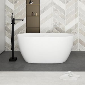 51 in. x 27.5 in. Acrylic Flatbottom Freestanding Soaking Bathtub in Gloss White