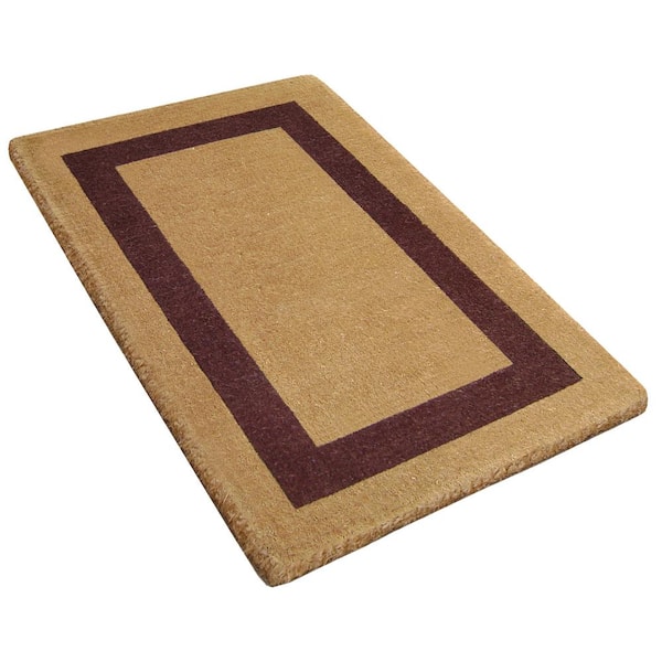Heavy Duty Brown 30 in. x 48 in. Coir Plain Single Picture Frame Indoor Outdoor Door Mat