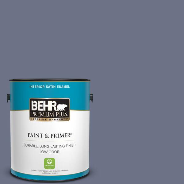 BEHR PREMIUM PLUS 1 gal. #PPU16-17 Blue Aura Satin Enamel Low Odor Interior Paint & Primer