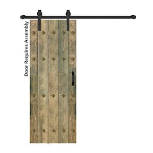 Mid-Century New Style 30 in. x 84 in. Aged Barrel Finished Solid Wood Sliding Barn Door with Hardware Kit