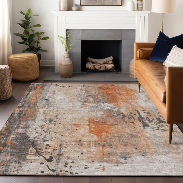 Chantille Machine Washable Indoor/Outdoor Abstract ACN1840 Orange 9 ft. x 12 ft. Accent Rug