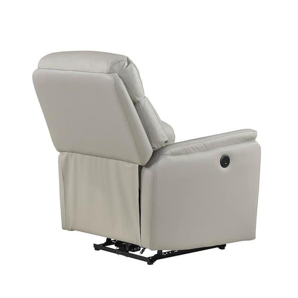 Lazzara Gulfton Light Gray Leather Power Recliner 8459LGY-1PW