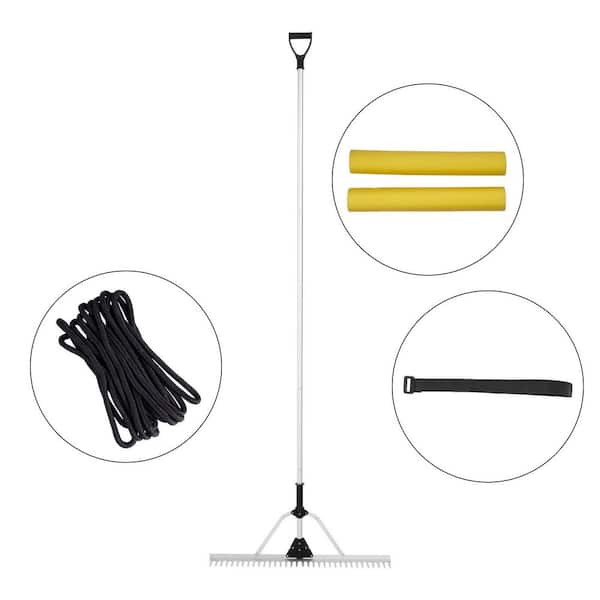 SKYSHALO 102.36 in. Landscape Rake 36 in. Head Aluminum Lake Weed Rake Landscape Rake with Adjustable Extension Handle