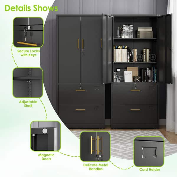 Buy Black Etal Storage Cabinet Locking Steel Storage Cabinet With 2 Doors, Lockable Etal - View #11