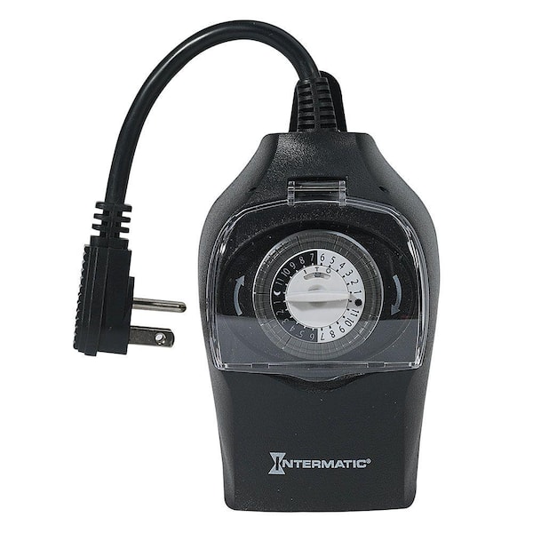 Intermatic 15 Amp 24-Hour Outdoor Plug-In Timer, Black