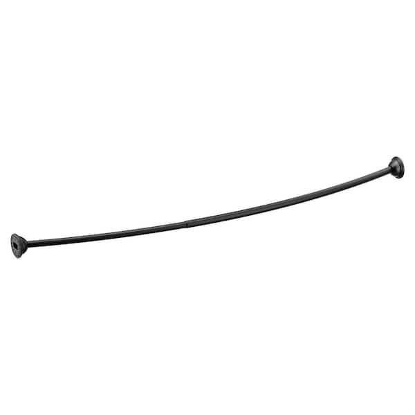 54 in. to 72 in. Stainless Steel Adjustable Double Curved Shower Rod in Matte Black