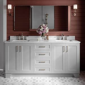 Taylor 73 in. W x 22 in. D x 35.25 in. H Double Freestanding Bath Vanity in Grey with Carrara White Marble Top