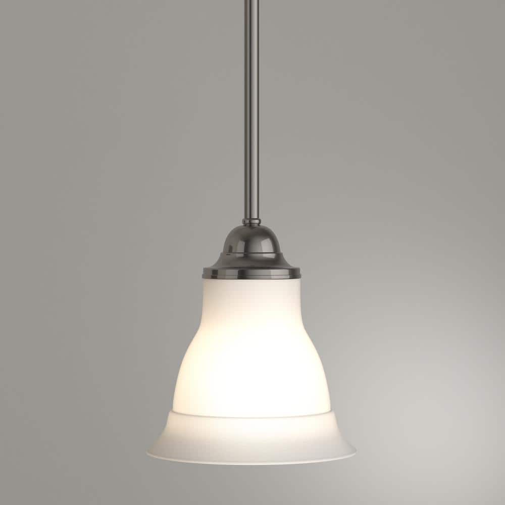 Trinity Brushed Nickel Mini Pendant with Etched Glass Shade
