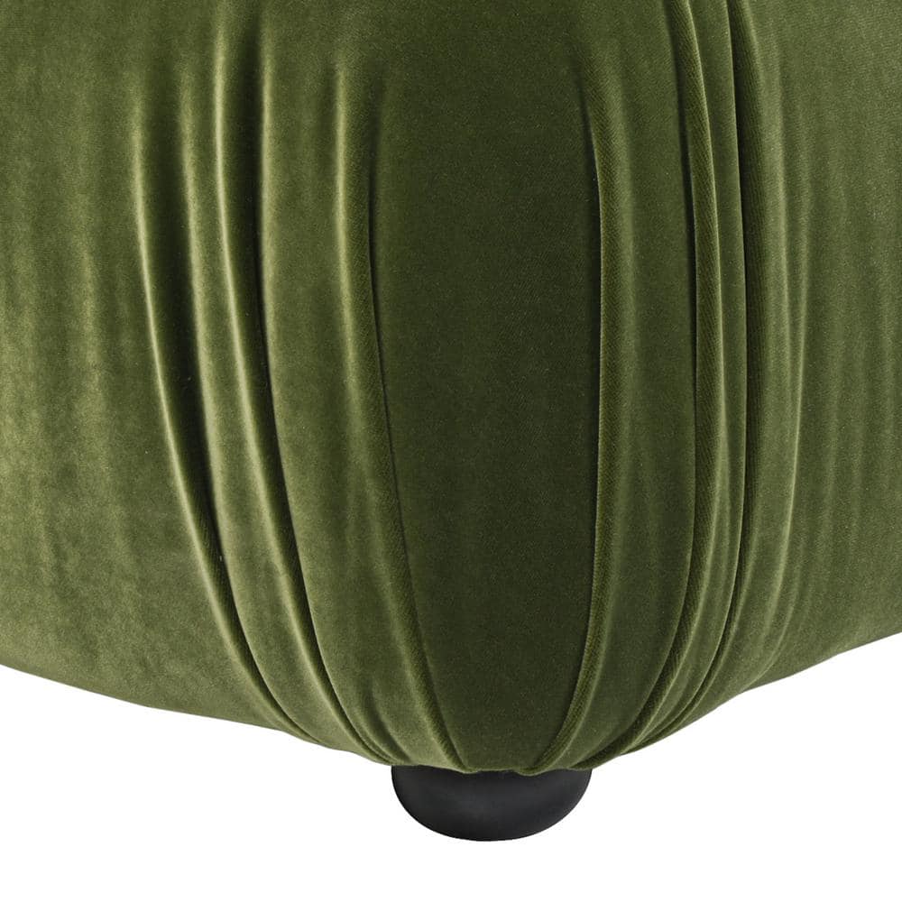 Olive Green Velvet Tufted Square Ottoman