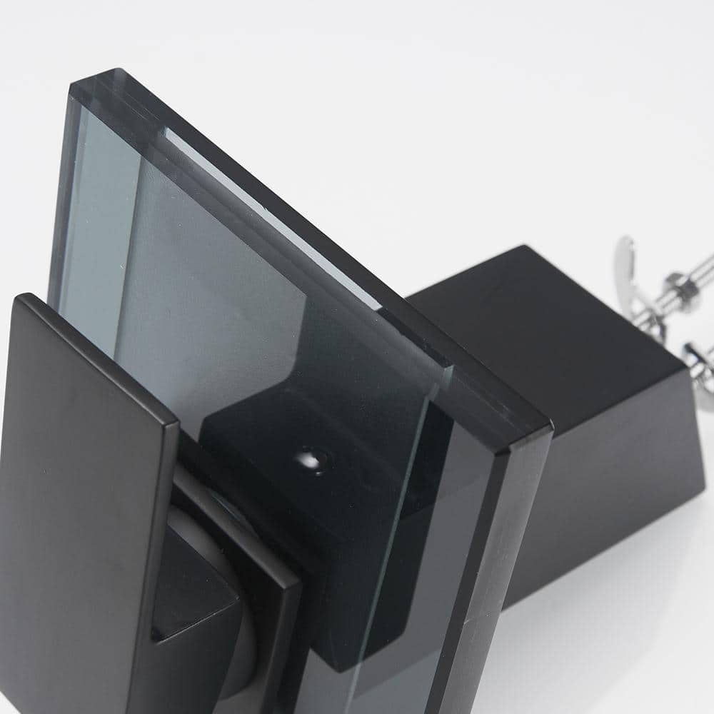 Matte Black Glass Waterfall Bathroom Faucet with Brass Handle