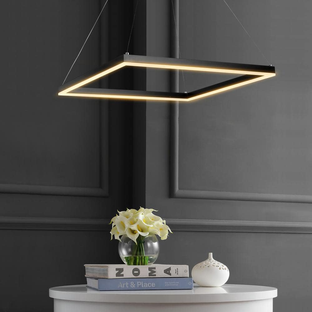Nero 23.63" Black Aluminum LED Square Pendant Light