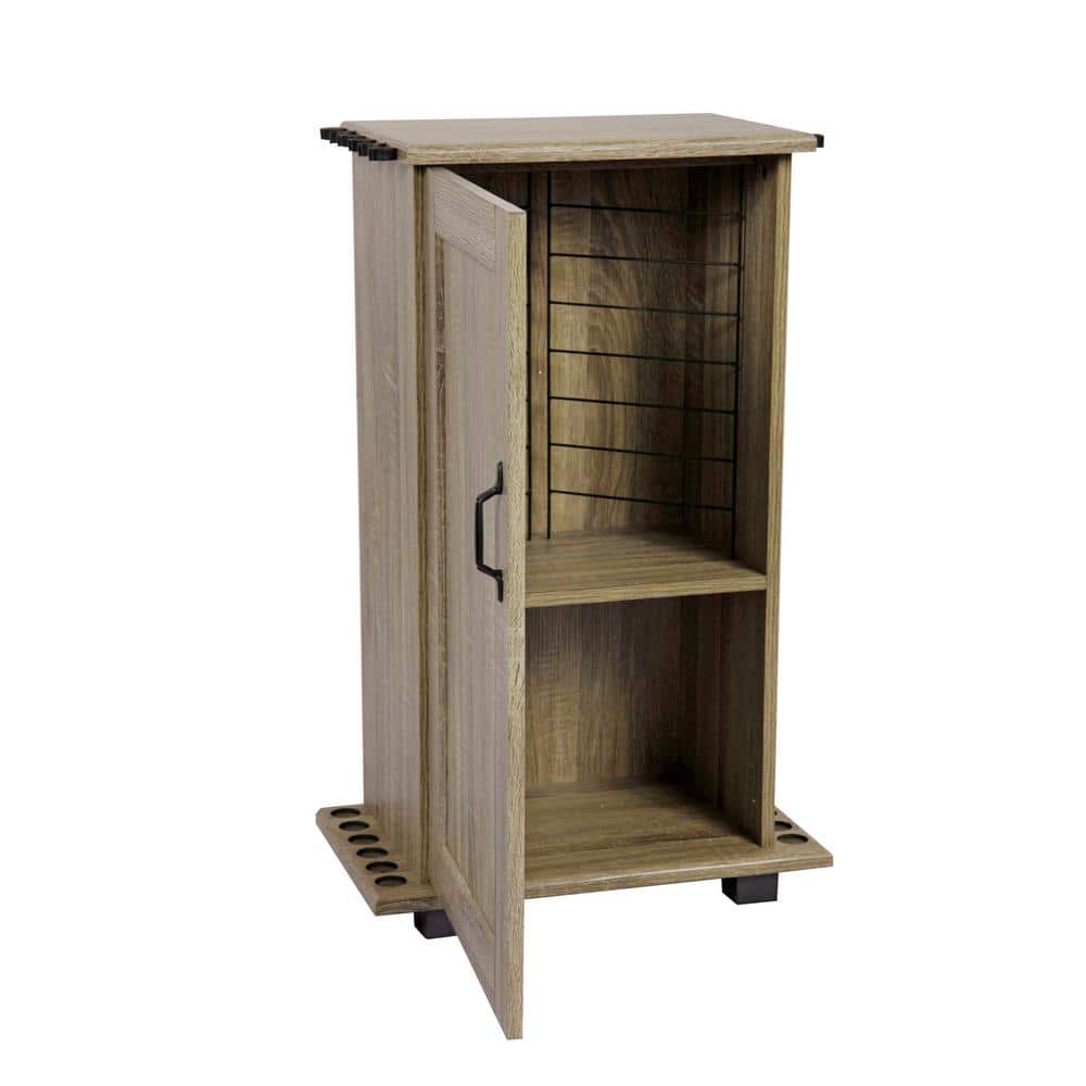Barnwood Fishing Gear Storage Cabinet with Rod Holder