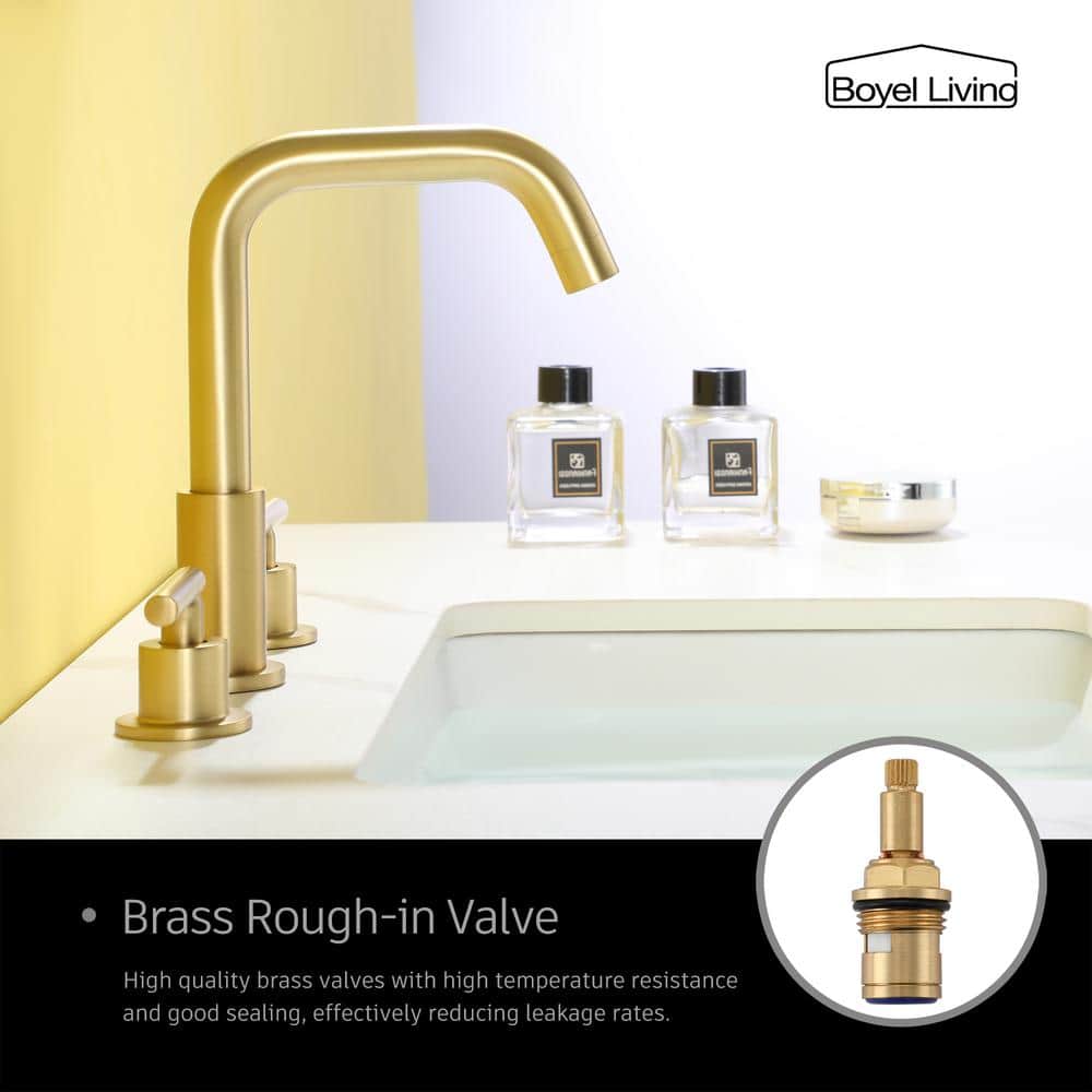 Brushed Gold Solid Brass Widespread Bathroom Faucet
