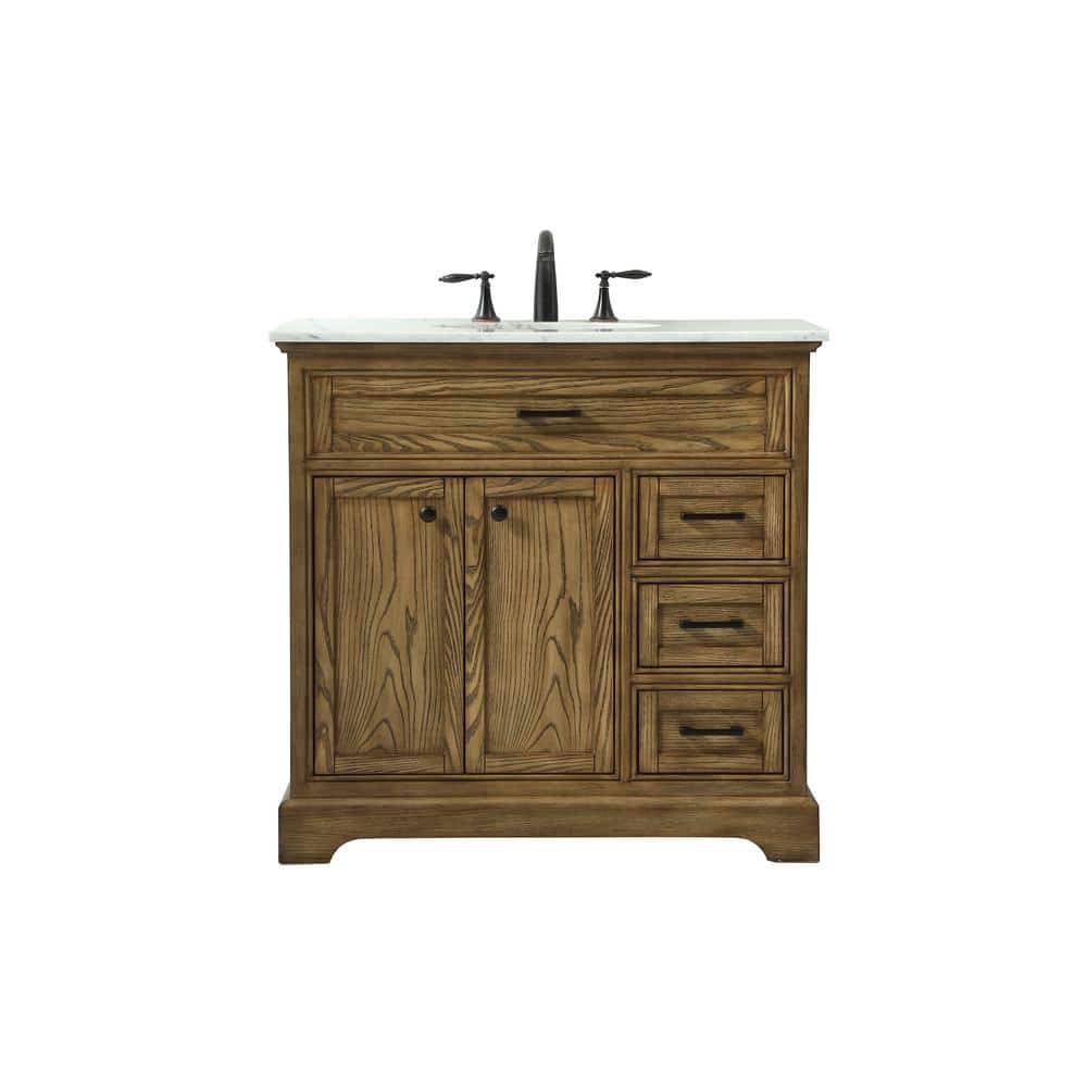 Simply Living 36 in. W x 21.5 in. D x 35 in. H Bath Vanity in Driftwood wit