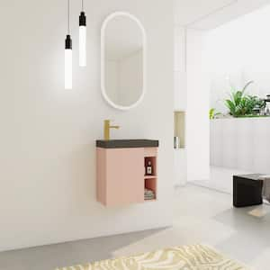 19.70 in. D x 9.90 in. W x 21.30 in. H Single Sink Floating Wall-Mounted Bath Vanity in Pink with Black Resin Sink