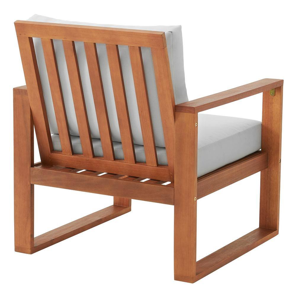 Eucalyptus Wood Outdoor Chair with Gray Cushions
