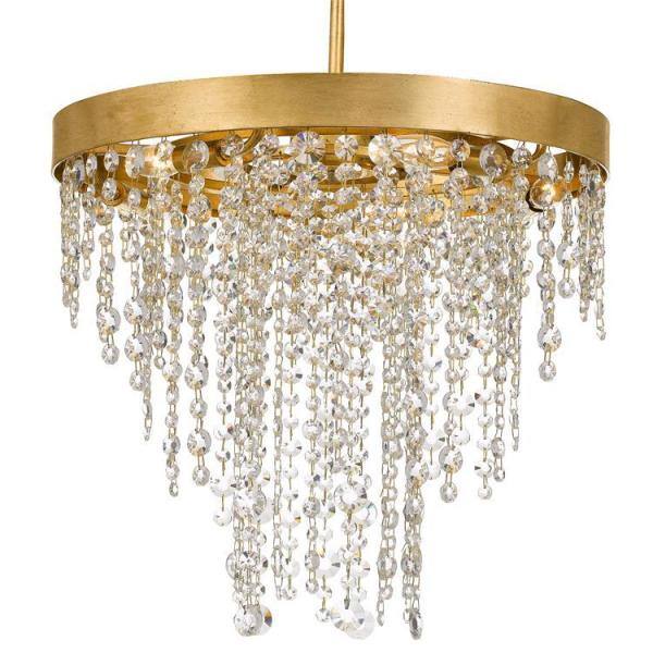 Elegant Antique Gold 5-Light Chandelier with Hand-Cut Crystal Accents