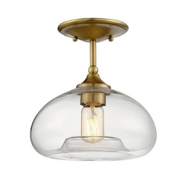 Savoy House 1-Light Natural Brass Semi-Flush Mount Ceiling Light ...