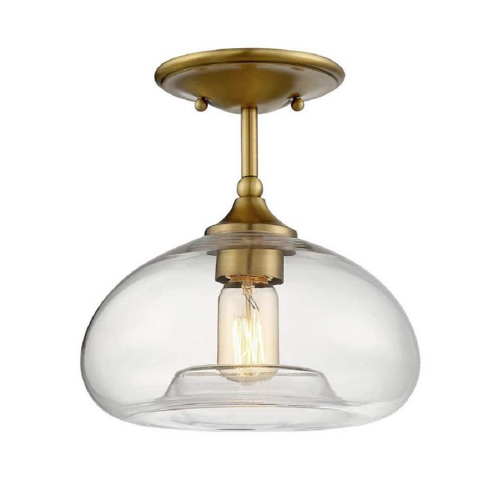 Orb 1 Light 9.75 inch Antique Brass Chandelier Ceiling Light, Small