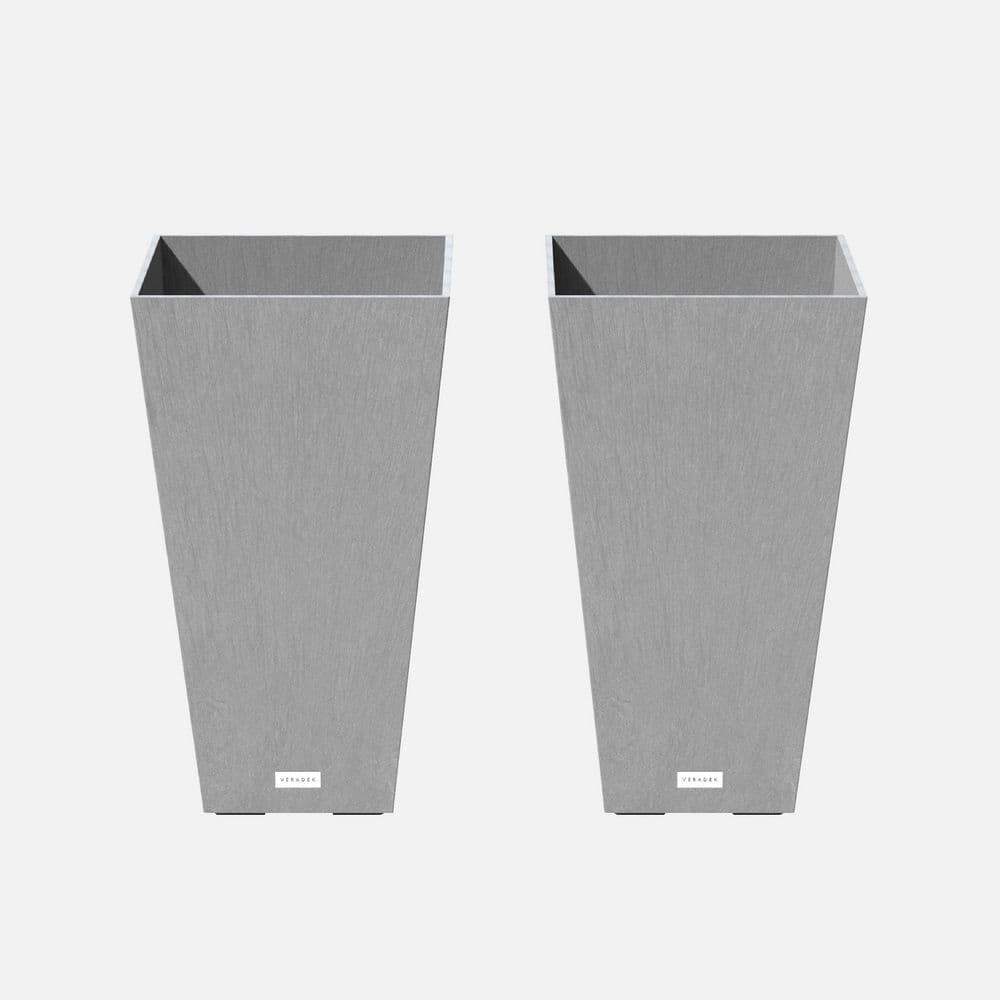 "Midland Medium Gray Plastic Tapered Planter with Drainage Holes (13.5"" L x 13.5"" W x 24.25"" H) (2 Pack)" price history on PriceWatchPro
