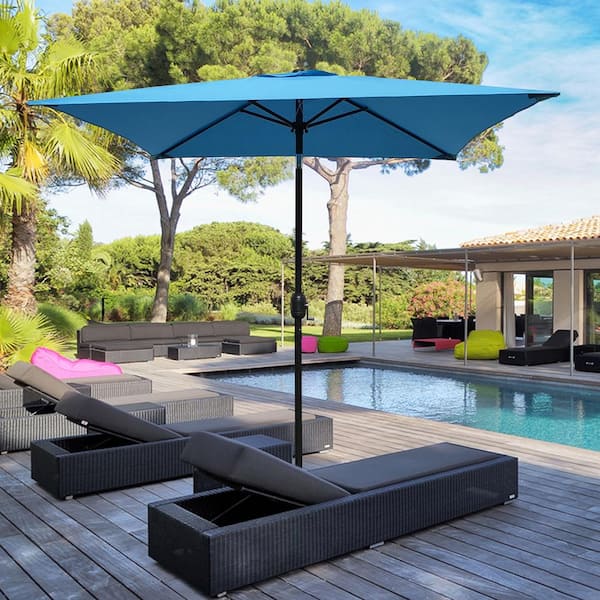 Maypex 6.5 ft. Steel Crank and Tilt Square Market Patio Umbrella in Aqua