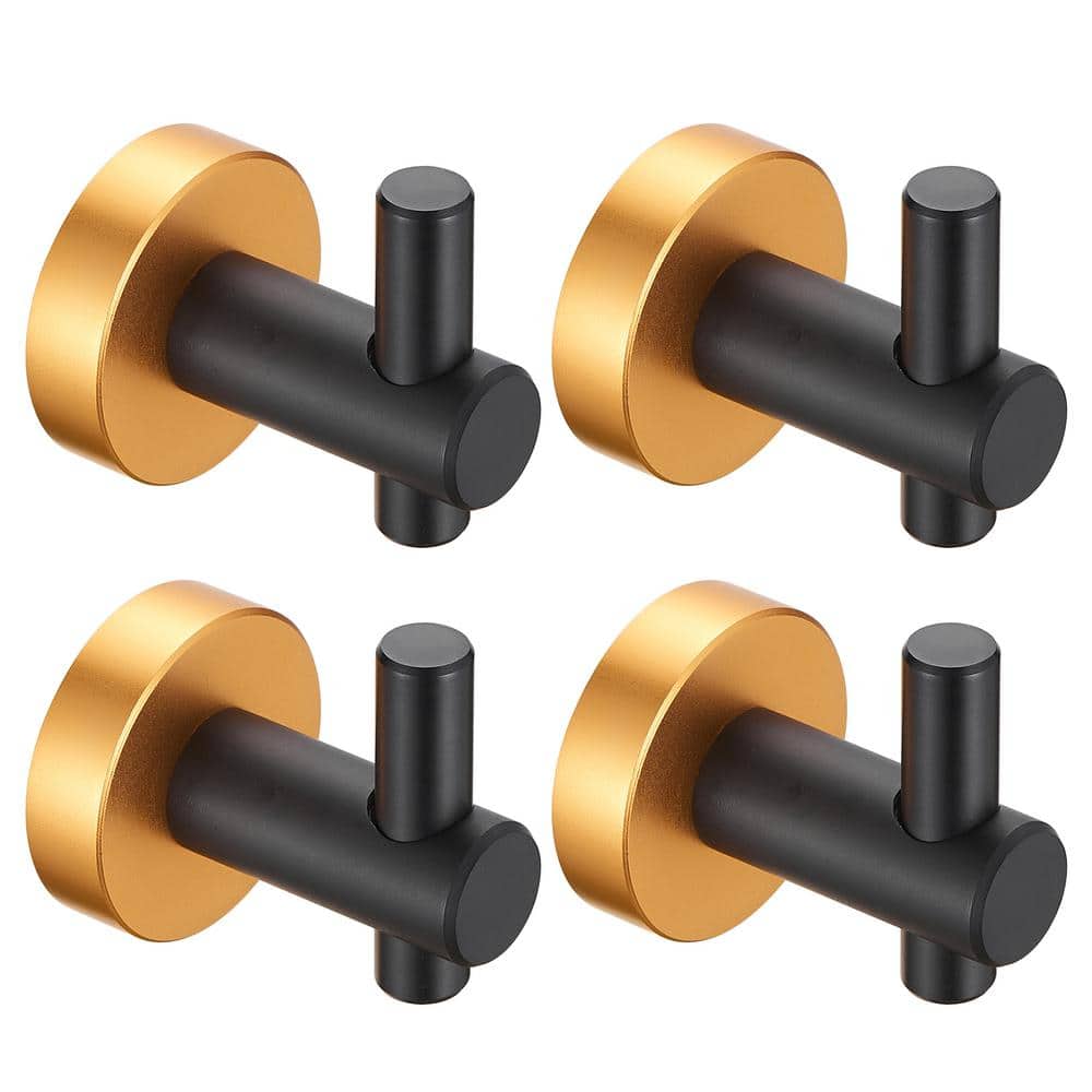 Heemli Round 4-Piece Wall-Mounted Bathroom Robe Hook and Towel Knob ...